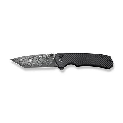 CIVIVI Knives™ Brazen Button Lock C19059C-DS1 Twill Carbon Fiber and Black G10 Damascus Steel Pocket Knife