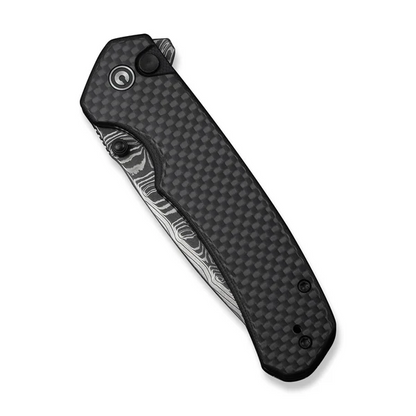 CIVIVI Knives™ Brazen Button Lock C19059C-DS1 Twill Carbon Fiber and Black G10 Damascus Steel Pocket Knife