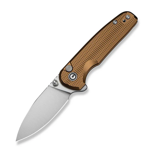 CIVIVI Knives™ Mini Shakan Button Lock C20052F-3 Coyote Brown Anodized Aluminum Nitro-V Stainless Steel Pocket Knife