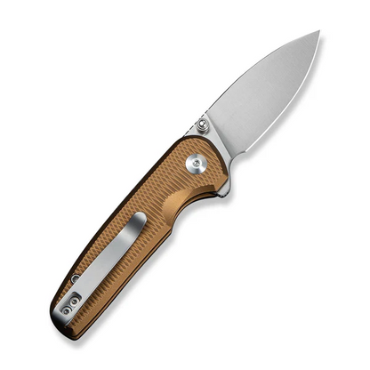 CIVIVI Knives™ Mini Shakan Button Lock C20052F-3 Coyote Brown Anodized Aluminum Nitro-V Stainless Steel Pocket Knife