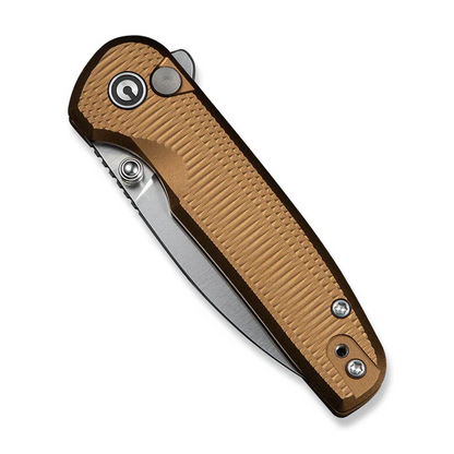 CIVIVI Knives™ Mini Shakan Button Lock C20052F-3 Coyote Brown Anodized Aluminum Nitro-V Stainless Steel Pocket Knife