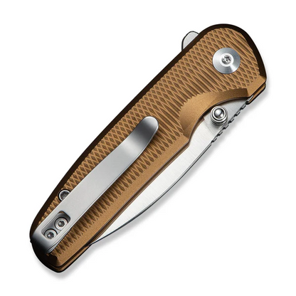 CIVIVI Knives™ Mini Shakan Button Lock C20052F-3 Coyote Brown Anodized Aluminum Nitro-V Stainless Steel Pocket Knife
