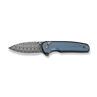 CIVIVI Knives™ Mini Shakan Button Lock C20052F-DS1 Blue Anodized Aluminum Damascus Steel Pocket Knife