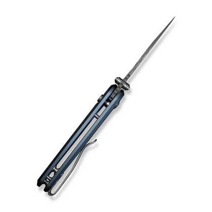 CIVIVI Knives™ Mini Shakan Button Lock C20052F-DS1 Blue Anodized Aluminum Damascus Steel Pocket Knife