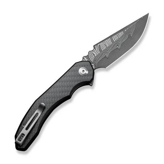 CIVIVI Knives™ Bluetick Liner Lock C23050-DS2 Twill Carbon Fiber and Black G10 Damascus Steel Pocket Knife