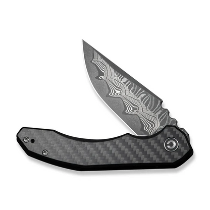 CIVIVI Knives™ Bluetick Liner Lock C23050-DS2 Twill Carbon Fiber and Black G10 Damascus Steel Pocket Knife