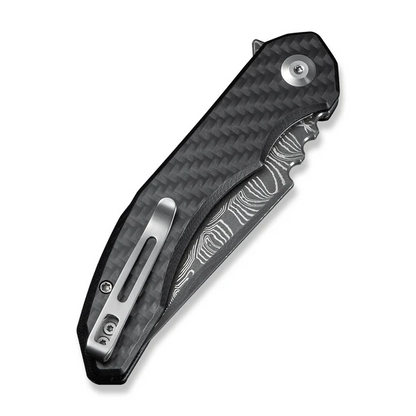 CIVIVI Knives™ Bluetick Liner Lock C23050-DS2 Twill Carbon Fiber and Black G10 Damascus Steel Pocket Knife