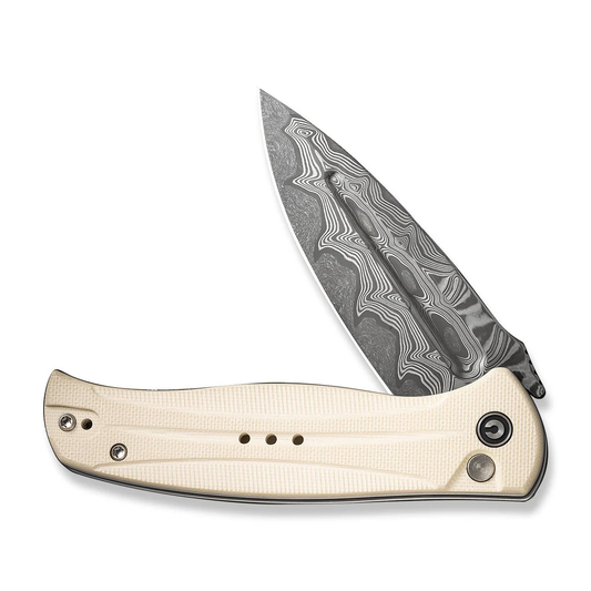 CIVIVI Knives™ Incindie Button Lock C23053-DS1 White G10 Damascus Steel Pocket Knife