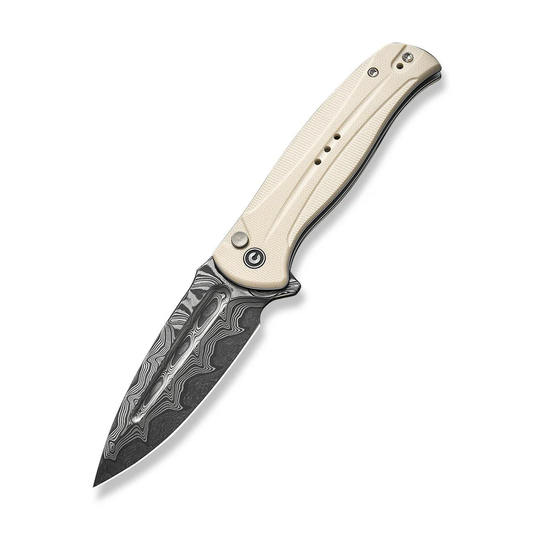 CIVIVI Knives™ Incindie Button Lock C23053-DS1 White G10 Damascus Steel Pocket Knife