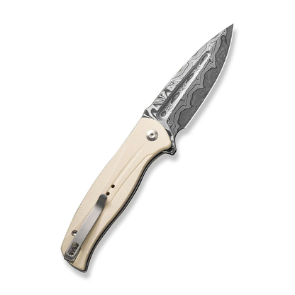 CIVIVI Knives™ Incindie Button Lock C23053-DS1 White G10 Damascus Steel Pocket Knife