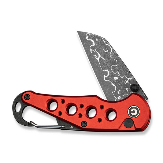 CIVIVI Knives™ Pragma Button Lock C23062B-DS1 Red Aluminum Damascus Steel Pocket Knife