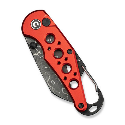 CIVIVI Knives™ Pragma Button Lock C23062B-DS1 Red Aluminum Damascus Steel Pocket Knife