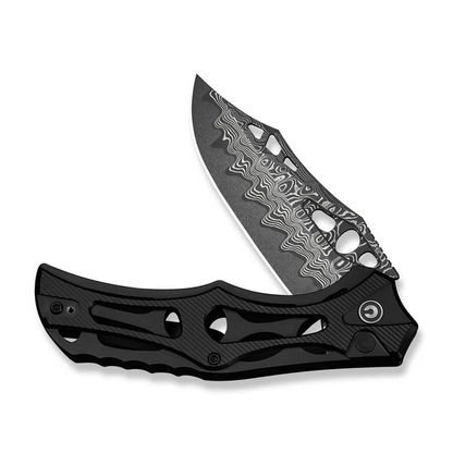 CIVIVI Knives™ Biophase Button Lock C23083-DS1 Black Aluminum Damascus Steel Pocket Knife