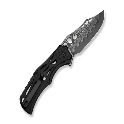 CIVIVI Knives™ Biophase Button Lock C23083-DS1 Black Aluminum Damascus Steel Pocket Knife