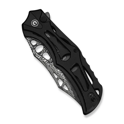 CIVIVI Knives™ Biophase Button Lock C23083-DS1 Black Aluminum Damascus Steel Pocket Knife
