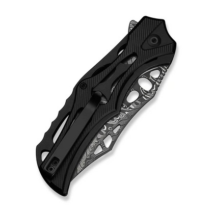 CIVIVI Knives™ Biophase Button Lock C23083-DS1 Black Aluminum Damascus Steel Pocket Knife