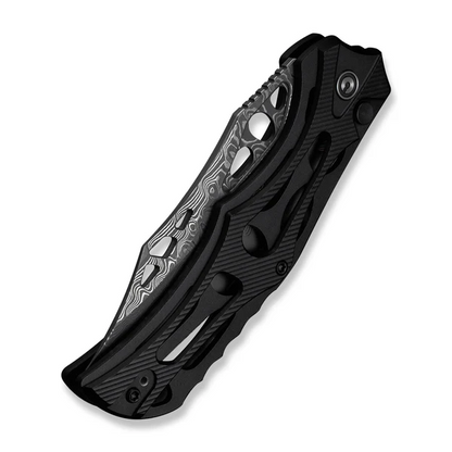 CIVIVI Knives™ Biophase Button Lock C23083-DS1 Black Aluminum Damascus Steel Pocket Knife