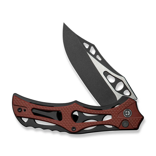 CIVIVI Knives™ Biophase Button Lock C23083C-1 Burgundy G10 and Black Aluminum Nitro-V Stainless Steel Pocket Knife