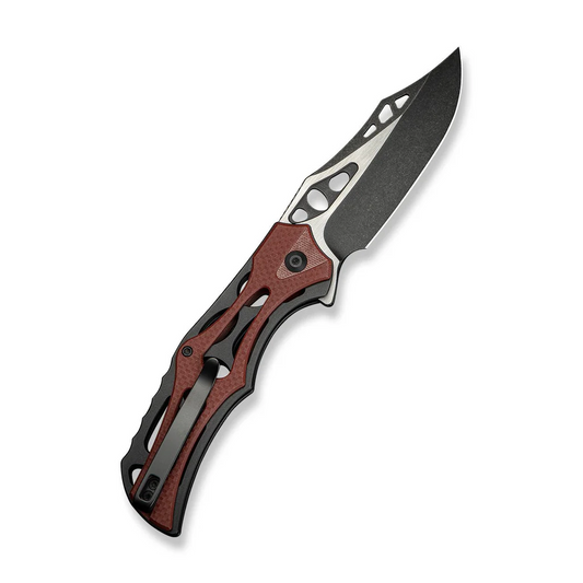 CIVIVI Knives™ Biophase Button Lock C23083C-1 Burgundy G10 and Black Aluminum Nitro-V Stainless Steel Pocket Knife