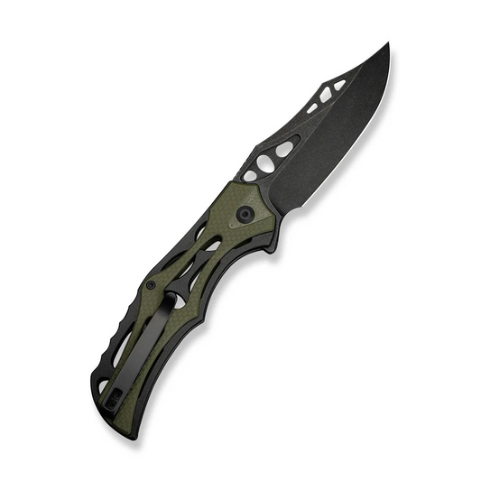 CIVIVI Knives™ Biophase Button Lock C23083C-2 OD Green G10 and Black Aluminum Nitro-V Stainless Steel Pocket Knife