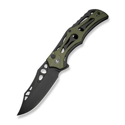 CIVIVI Knives™ Biophase Button Lock C23083C-2 OD Green G10 and Black Aluminum Nitro-V Stainless Steel Pocket Knife