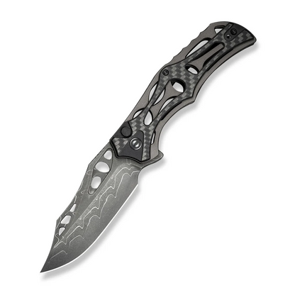 CIVIVI Knives™ Biophase Button Lock C23083C-DS1 Carbon Fiber, Black G10 and Gray Aluminum Damascus Steel Pocket Knife