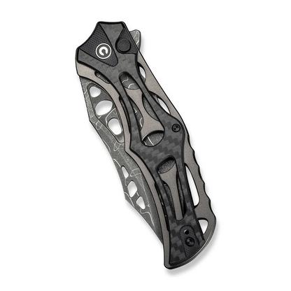 CIVIVI Knives™ Biophase Button Lock C23083C-DS1 Carbon Fiber, Black G10 and Gray Aluminum Damascus Steel Pocket Knife