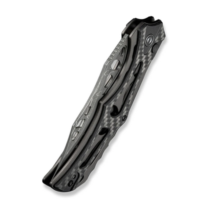 CIVIVI Knives™ Biophase Button Lock C23083C-DS1 Carbon Fiber, Black G10 and Gray Aluminum Damascus Steel Pocket Knife