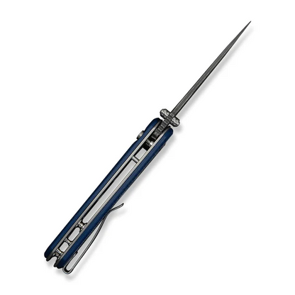 CIVIVI Knives™ Triptych Button Lock C23085B-DS1 Blue Canvas Micarta Damascus Steel Pocket Knife