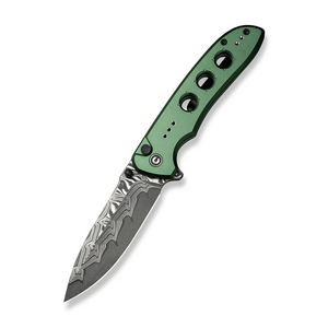 CIVIVI Knives™ Hyperpulse Button Lock C23087A-DS1 Green Aluminum Damascus Steel Pocket Knife