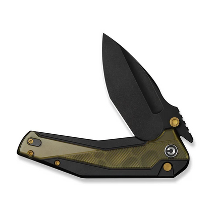 CIVIVI Knives™ Wellmax Button Lock C24008C-2 Black Aluminum and Yellow Ultem 14C28N Stainless Steel Pocket Knife