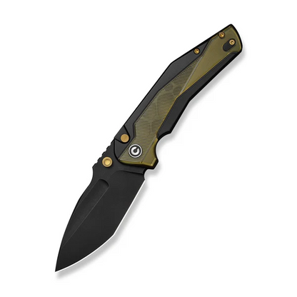 CIVIVI Knives™ Wellmax Button Lock C24008C-2 Black Aluminum and Yellow Ultem 14C28N Stainless Steel Pocket Knife