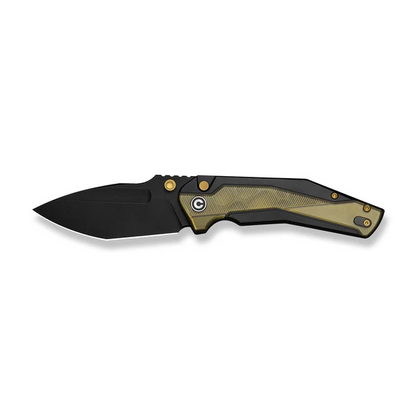 CIVIVI Knives™ Wellmax Button Lock C24008C-2 Black Aluminum and Yellow Ultem 14C28N Stainless Steel Pocket Knife
