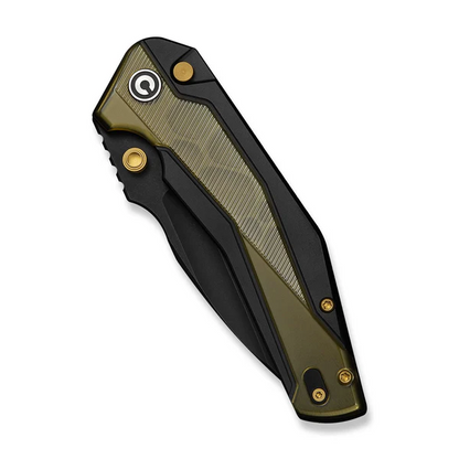CIVIVI Knives™ Wellmax Button Lock C24008C-2 Black Aluminum and Yellow Ultem 14C28N Stainless Steel Pocket Knife