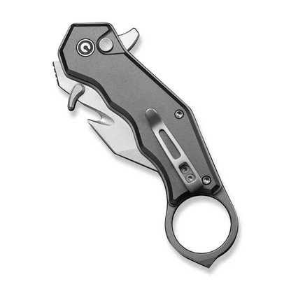 CIVIVI Knives™ Amaroq Button Lock Karambit C24018-1 Gray Anodized Aluminum Nitro-V Stainless Steel Pocket Knife