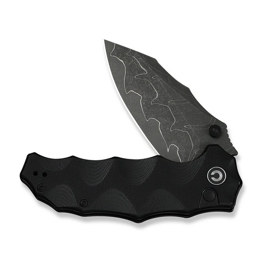 CIVIVI Knives™ Natterjack Button Lock C24028-DS1 Black G10 Damascus Steel Pocket Knife