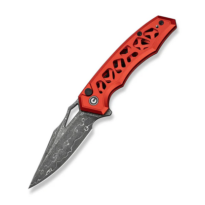 CIVIVI Knives™ Anaaki Button Lock C24039-DS1 Red Anodized Aluminum Damascus Steel Pocket Knife