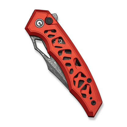 CIVIVI Knives™ Anaaki Button Lock C24039-DS1 Red Anodized Aluminum Damascus Steel Pocket Knife