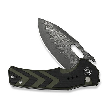 CIVIVI Knives™ Vexron Button Lock C24066-DS1 Black & Green G10 Damascus Steel Pocket Knife
