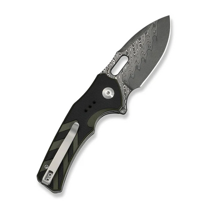 CIVIVI Knives™ Vexron Button Lock C24066-DS1 Black & Green G10 Damascus Steel Pocket Knife