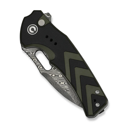 CIVIVI Knives™ Vexron Button Lock C24066-DS1 Black & Green G10 Damascus Steel Pocket Knife