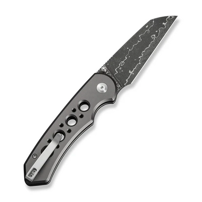 CIVIVI Knives™ Pragma Prime Button Lock C24067-DS1 Gray Anodized Aluminum Damascus Steel Pocket Knife