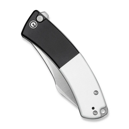 CIVIVI Knives™ Outlaw Muk Button Lock C24079-4 White G10 and Black G10 14C28N Stainless Steel Pocket Knife