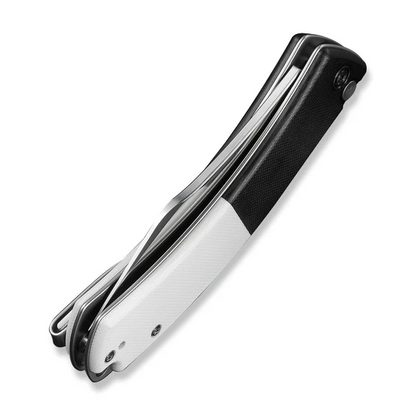CIVIVI Knives™ Outlaw Muk Button Lock C24079-4 White G10 and Black G10 14C28N Stainless Steel Pocket Knife