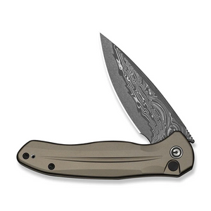 CIVIVI Knives™ Kitefin Button Lock C24091-DS1 Brownish Gray Anodized Aluminum Damascus Steel Pocket Knife
