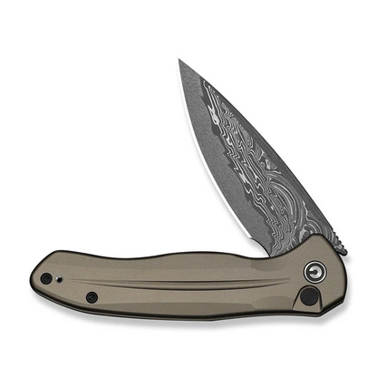 CIVIVI Knives™ Kitefin Button Lock C24091-DS1 Brownish Gray Anodized Aluminum Damascus Steel Pocket Knife