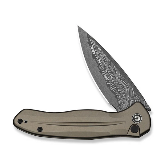 CIVIVI Knives™ Kitefin Button Lock C24091-DS1 Brownish Gray Anodized Aluminum Damascus Steel Pocket Knife