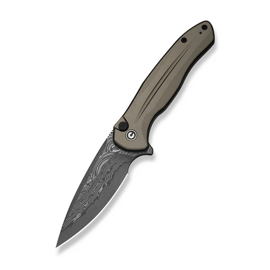 CIVIVI Knives™ Kitefin Button Lock C24091-DS1 Brownish Gray Anodized Aluminum Damascus Steel Pocket Knife