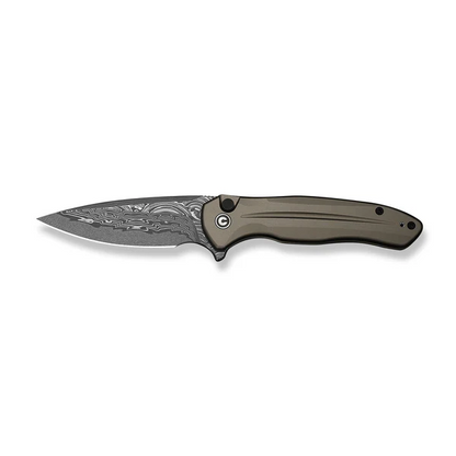 CIVIVI Knives™ Kitefin Button Lock C24091-DS1 Brownish Gray Anodized Aluminum Damascus Steel Pocket Knife