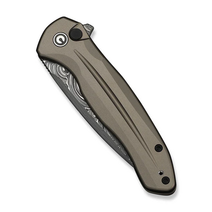CIVIVI Knives™ Kitefin Button Lock C24091-DS1 Brownish Gray Anodized Aluminum Damascus Steel Pocket Knife